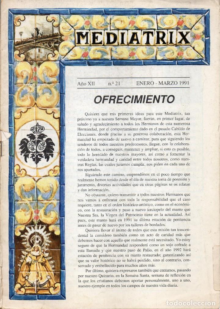 Coleccionismo de Revistas y Peri&oacute;dicos: REVISTA BOLETIN MEDIATRIX N&ordm; 21 ENERO-MARZO 1991 - HERMANDAD EL CACHORRO - SEMANA SANTA SEVILLA