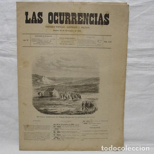 Sammeln von Zeitschriften und Zeitungen: SIGLO XIX-LAS OCURRENCIAS-GRABADOS GENERAL MAC&Iacute;AS-MELILLA MISA-SANTANDER SINGER-BOMBA BARCELONA