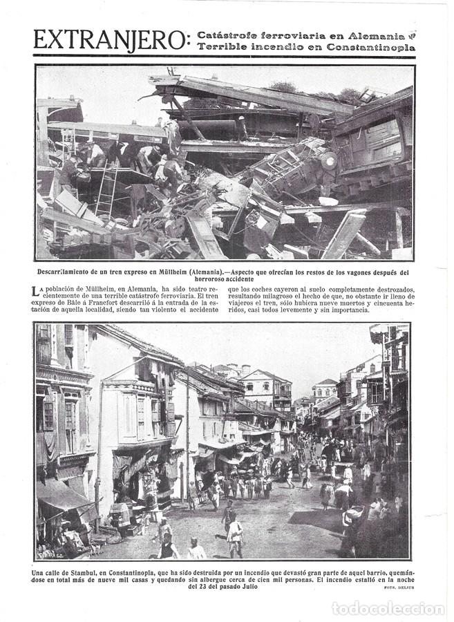 Coleccionismo de Revistas y Peri&oacute;dicos: 1911 HOJA REVISTA ALEMANIA M&Uuml;LLHEIM ACCIDENTE DE TREN DESCARRILAMIENTO AL ENTRAR EN ESTACI&Oacute;N