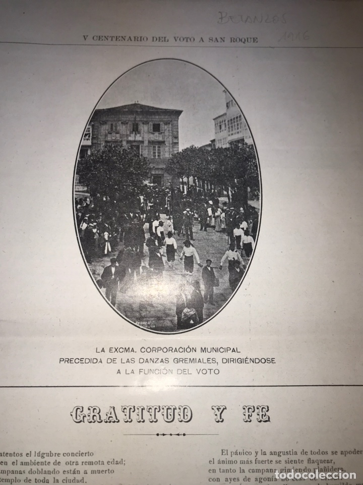 Coleccionismo de revistas y peri&oacute;dicos: 1916. BETANZOS. GALICIA. V CENTENARIO VOTO SAN ROQUE. RARA REVISTA EDITADA EN BETANZOS.