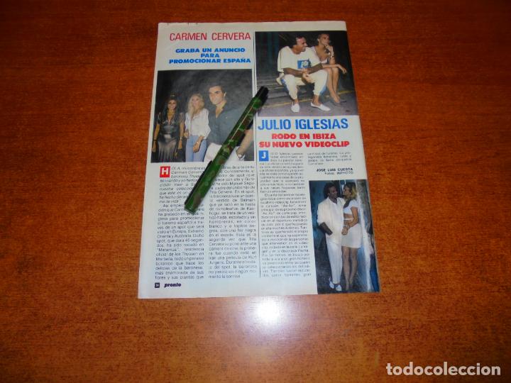 Coleccionismo de Revistas y Peri&oacute;dicos: CLIPPING 1988: JULIO IGLESIAS SPOT EN IBIZA - CARMEN CERVERA SPOT PROMOCIOINANDO A ESPA&Ntilde;A