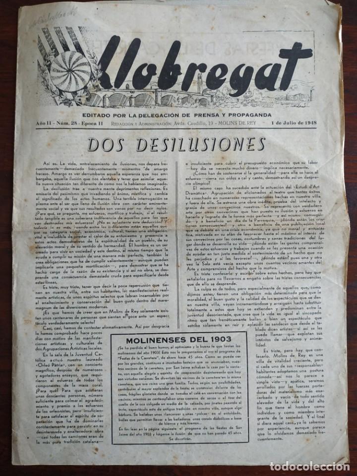 Coleccionismo de Revistas y Peri&oacute;dicos: Llobregat  peri&oacute;dico editado por la delegaci&oacute;n de prensa y propaganda en Molins de Rei n&ordm; 28, 1948