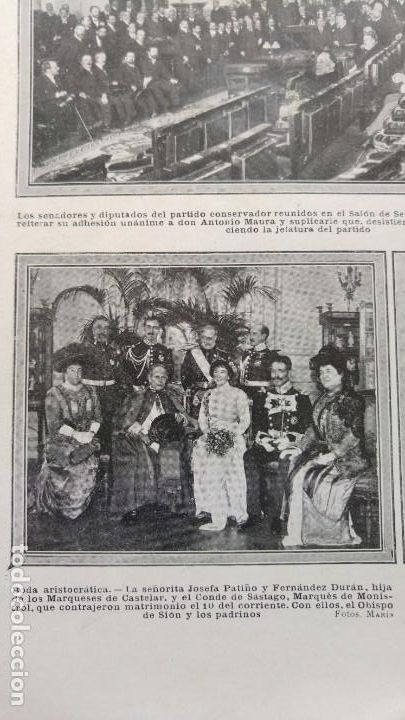 Collezionismo di Riviste e Giornali: BODA JOSEFA PATI&Ntilde;O Y FERNANDEZ DURAN Y EL CONDE DE SASTAGO MARQUES MONISTROL HOJA REVISTA A&Ntilde;O 1913