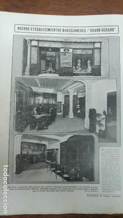 Collection Magazines and Newspapers: ESTABLECIMIENTO -GRAND GERARD- VESTIDOS Y SOMBREROS ALTA FANTASIA BARCELONA CARLOS ALBESA HOJA 1913