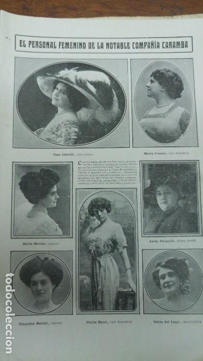 Collection Magazines and Newspapers: PERSONAL FEMENINA DE -LA COMPA&Ntilde;IA ITALIANA CARAMBA - DE OPERA COMICA . HOJA REVISTA A&Ntilde;O 1913