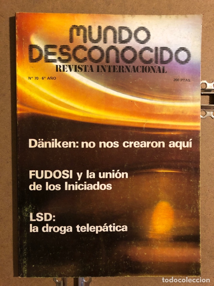 Colecionismo de Revistas e Jornais: MUNDO DESCONOCIDO N&deg; 70 (1982). D&Auml;NIKEN: NO NOS CREARON AQU&Iacute;, LSD: LA DROGA TELEP&Aacute;TICA, FUDOSI
