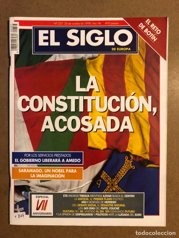 Colecionismo de Revistas e Jornais: EL SIGLO DE EUROPA N&deg; 337 (1998). LA CONSTITUCI&Oacute;N ACOSADA, ETA ANUNCIA TREGUA,...