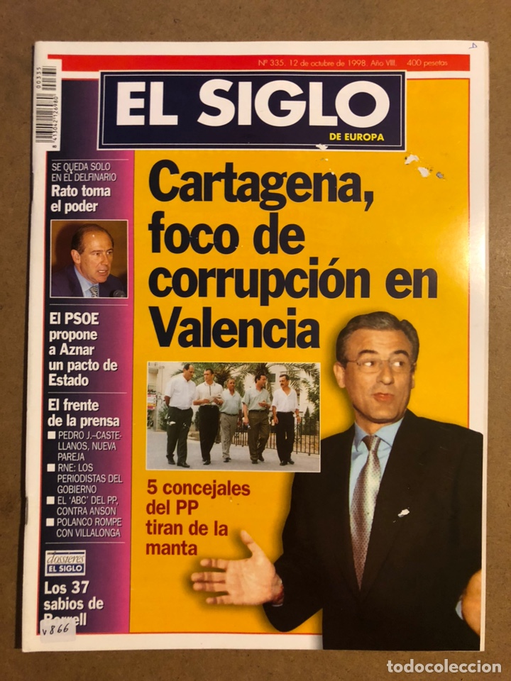 Collectionnisme de Revues et Journaux: EL SIGLO DE EUROPA N&deg; 335 (1998). CORRUPCI&Oacute;N PP VALENCIA, RODRIGO RATO, PEDRO JOTA,...