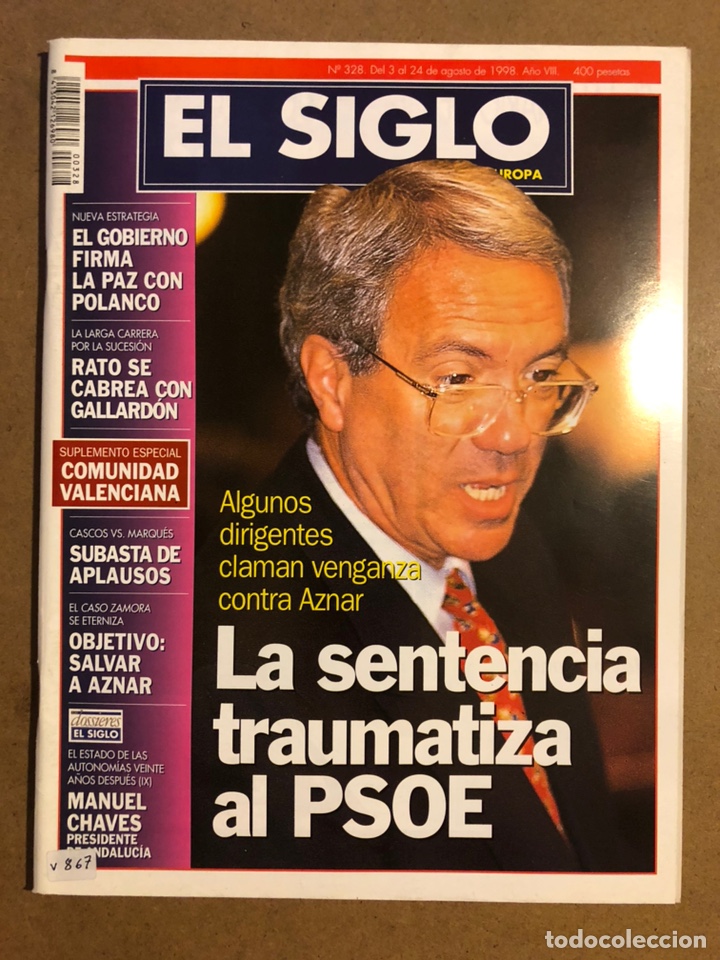 Colecionismo de Revistas e Jornais: EL SIGLO DE EUROPA N&deg; 328 (1998). BARRIONUEVO PSOE, POLANCO, RATO VS GALLARDON,...