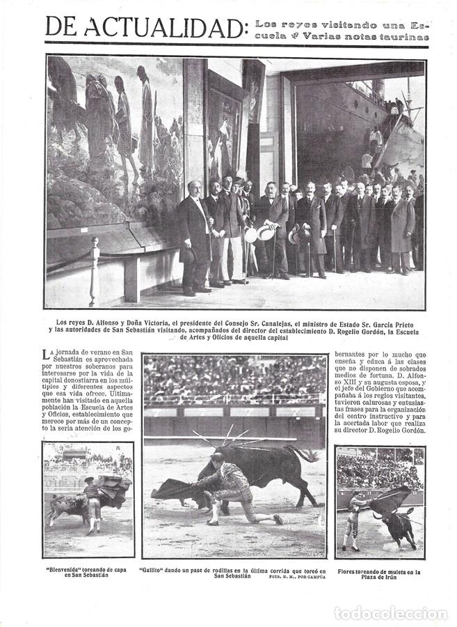 Sammeln von Zeitschriften und Zeitungen: 1911 HOJA REVISTA SAN SEBASTI&Aacute;N PLAZA DE TOROS TOREROS 'BIENVENIDA', RAFAEL G&Oacute;MEZ 'GALLITO', FLORES