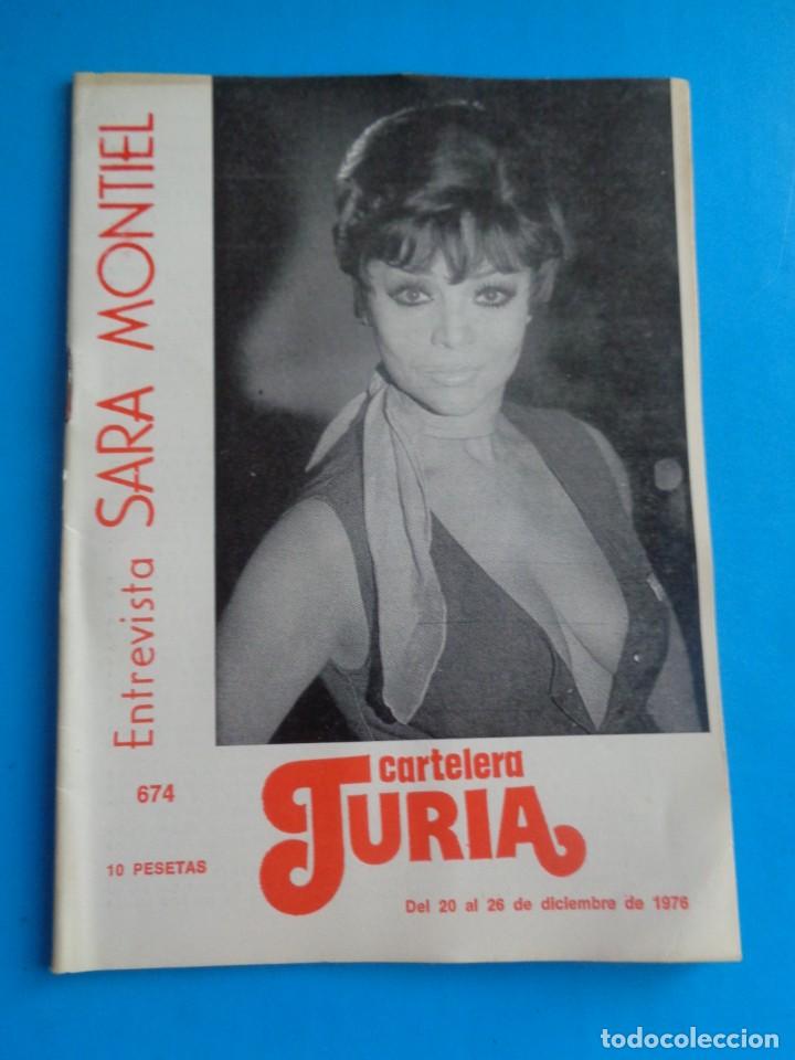 Coleccionismo de revistas y peri&oacute;dicos: CARTELERA TURIA SARITA MONTIEL - SARA MONTIEL - 1976