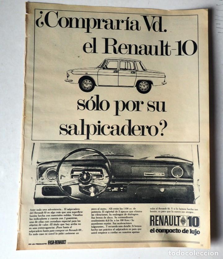 Coleccionismo de Revistas y Peri&oacute;dicos: LOTE DE 4 HOJAS PUBLICITARIAS DE LA &Eacute;POCA. A&Ntilde;OS 70 DE LA REVISTA SEMANA. COCHE RENAULT 10