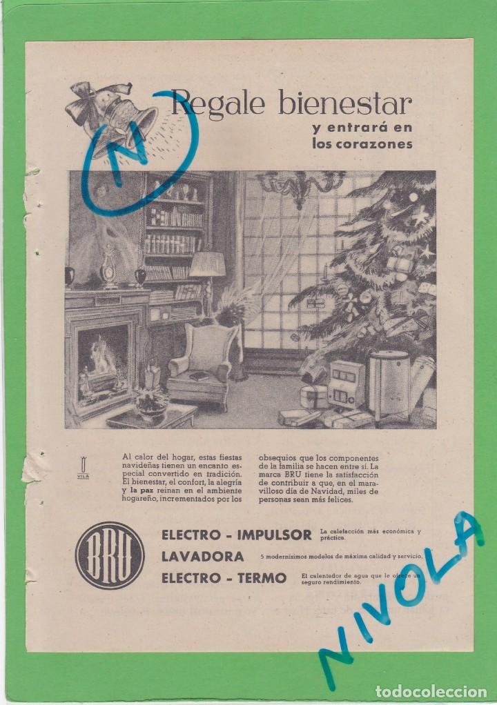 Coleccionismo de revistas y peri&oacute;dicos: PUBLICIDAD T 1957. ANUNCIO BRU. ELECTRO-IMPULSOR. LAVADORA. ELECTRO-TERMO