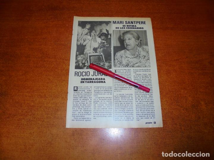 Coleccionismo de Revistas y Peri&oacute;dicos: CLIPPING 1987: ROC&Iacute;O JURADO - MARI SANTPERE