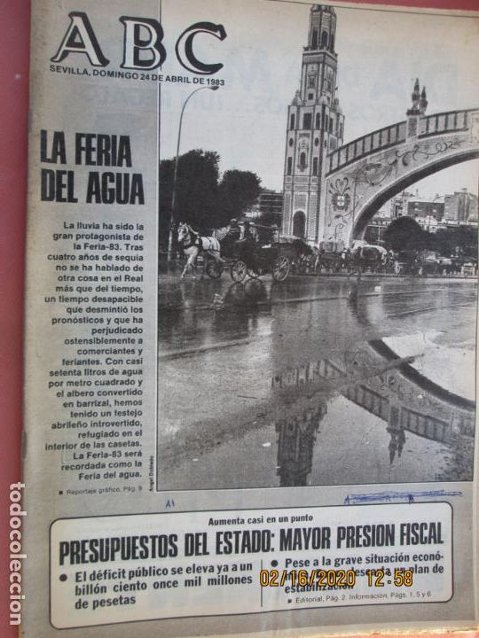 Coleccionismo de Revistas y Peri&oacute;dicos: ABC - SEVILLA -  DOMINGO 24 ABRIL 1983 - LA FERIA DEL AGUA  ...