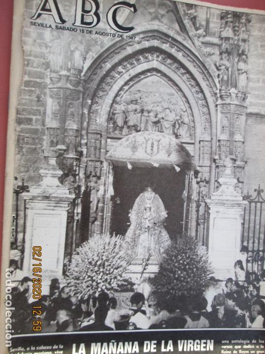 Coleccionismo de Revistas y Peri&oacute;dicos: ABC - SEVILLA - SABADO 15 AGOSTO 1987 - LA MA&Ntilde;ANA DE LA VIRGEN ...