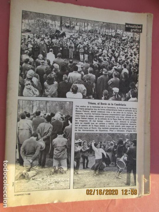 Coleccionismo de Revistas y Peri&oacute;dicos: ABC - SEVILLA -  DOMINGO 7 FEBRERO 1988 - TRIANA, AL ROC&Iacute;O EN LA CANDELARIA  ...