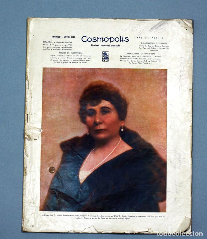 Coleccionismo de revistas y peri&oacute;dicos: REVISTA COSM&Oacute;POLIS INCOMPLETA. A&Ntilde;O 5. N&ordm; 41. JUNIO 1931.