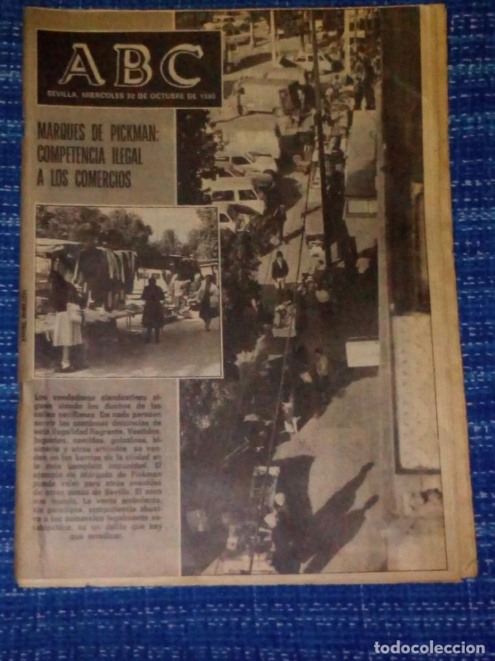 Coleccionismo de Revistas y Peri&oacute;dicos: Vendo ABC, Sevilla Mi&eacute;rcoles 22/10/1980 ((Marques de Pickman: Competencia ilegal a los comercios).
