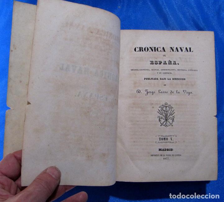Coleccionismo de Revistas y Peri&oacute;dicos: CR&Oacute;NICA NAVAL DE ESPA&Ntilde;A. TOMO V. JORGE LASSO DE LA VEGA... IMP DE LA VIUDA DE CALERO, 1855