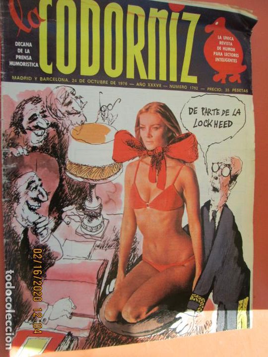 Coleccionismo de Revistas y Peri&oacute;dicos: LA CODORNIZ - N&ordm; 1792 - OCTUBRE 1976.