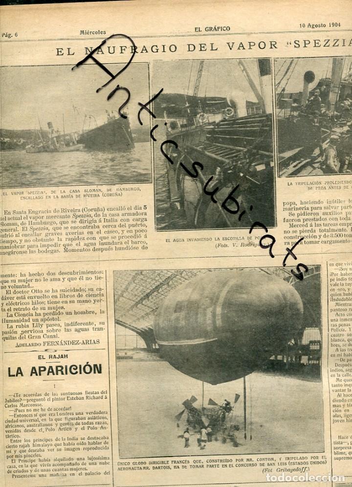 Coleccionismo de Revistas y Peri&oacute;dicos: PERIODICO A&Ntilde;O 1904 NAUFRAGIO DEL SPEZZIA EN RIVEIRA LA CORU&Ntilde;A AZORIN GUERRA RUSO JAPONESA