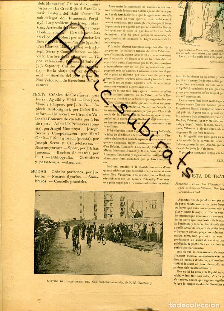 Coleccionismo de Revistas y Peri&oacute;dicos: REVISTA A&Ntilde;O 1901 VELODROMO DE BARCELONA CICLISMO TORREDEMBARRA JOAN MA&Ntilde;E FLAQUER MONTGARRI