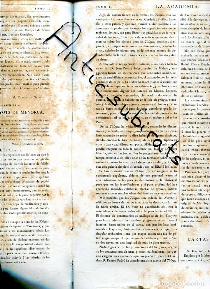 Collezionismo di Riviste e Giornali: REVISTA A&Ntilde;O 1877 LA MENORCA PREHISTORICA  MEGALITICA TALAYOTS TALAIOTS CESAREO FERNANDO DURO