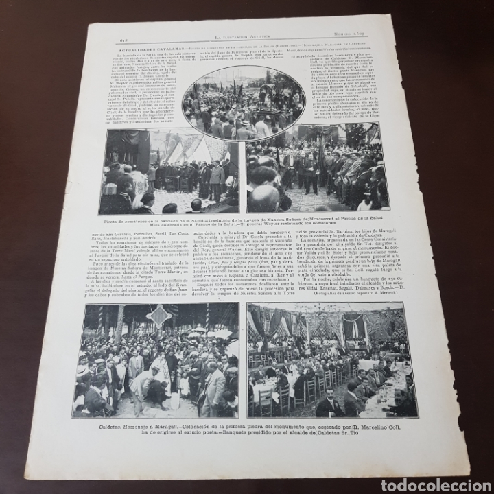 Sammeln von Zeitschriften und Zeitungen: FIESTA DE SOMATENES EN LA BARRIADA DE LA SALUD ( BARCELONA )HOMENAJE A MARAGALL EN CALDETAS A&Ntilde;O 1912