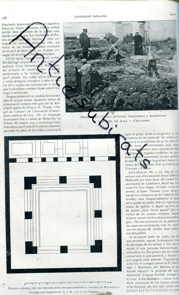 Coleccionismo de revistas y peri&oacute;dicos: REVISTA  1903 EXCAVACION AGUAS TERMALES TERMAS ROMANAS EN CALDES DE MALAVELLA SANT MARTI PROVENSALS