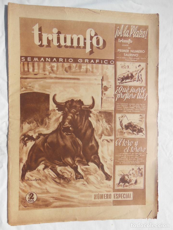 Colecionismo de Revistas e Jornais: TRIUNFO. Semanario Gr&aacute;fico. ESPECIAL, PRIMER N&Uacute;MERO TAURINO. A&ntilde;o I, N&uacute;m 25, julio 1946