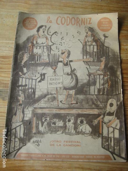Coleccionismo de Revistas y Peri&oacute;dicos: REVISTA LA CODORNIZ N&ordm; 1025 - 9 JULIO 1961 - PORTADA MUNOA