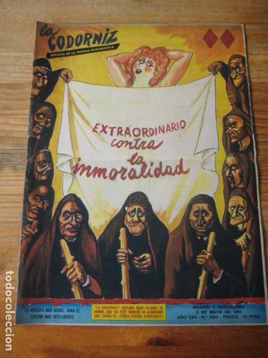 Coleccionismo de Revistas y Peri&oacute;dicos: REVISTA LA CODORNIZ N&ordm; 1224 - 2 MAYO 1965 - EXTRA INMORALIDAD - PORTADA HERREROS - HUMOR