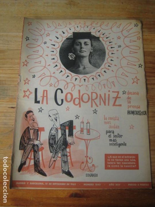 Coleccionismo de Revistas y Peri&oacute;dicos: REVISTA LA CODORNIZ N&ordm; 1243 - 12 SEPTIEMBRE 1965 - PORTADA EDUARDO - HUMOR