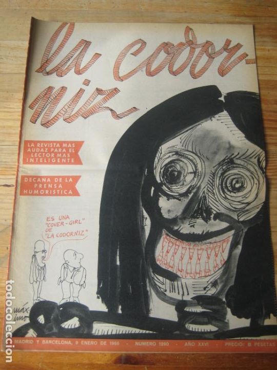 Coleccionismo de Revistas y Peri&oacute;dicos: REVISTA LA CODORNIZ N&ordm; 1260 - 9 ENERO 1966 - PORTADA MAXIMO - HUMOR