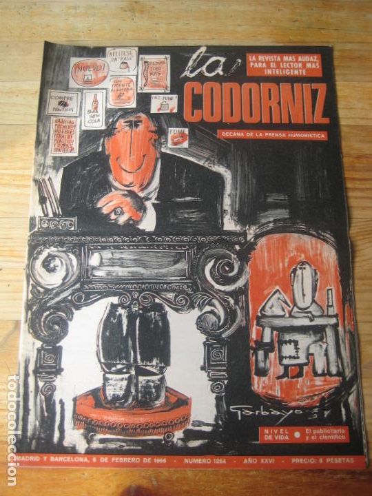 Coleccionismo de Revistas y Peri&oacute;dicos: REVISTA LA CODORNIZ N&ordm; 1264 - 6 FEBRERO 1966 - PORTADA GARBAYO  - HUMOR
