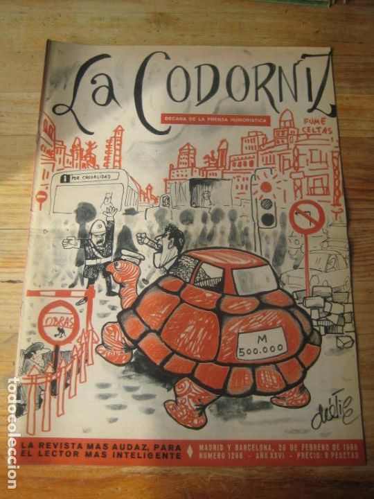 Coleccionismo de Revistas y Peri&oacute;dicos: REVISTA LA CODORNIZ N&ordm; 1266 - 20 FEBRERO 1966 - PORTADA   - HUMOR