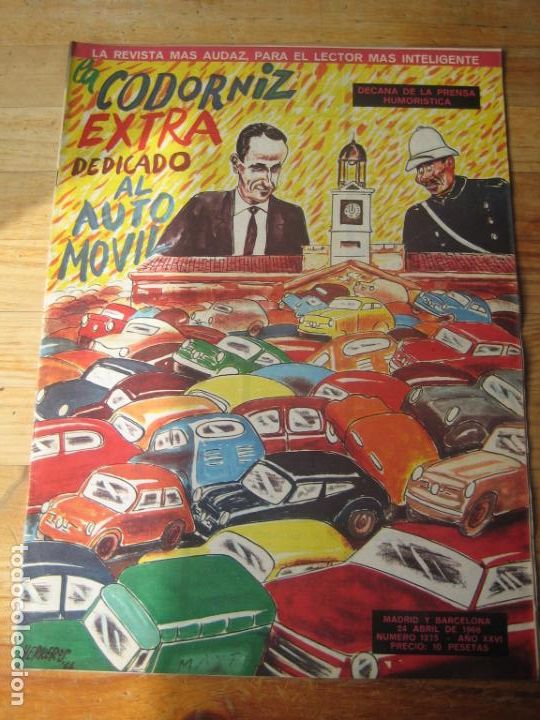 Coleccionismo de Revistas y Peri&oacute;dicos: REVISTA LA CODORNIZ N&ordm; 1275 - 24 ABRIL  1966 - PORTADA HERREROS - HUMOR - EXTRA AUTOMOVIL