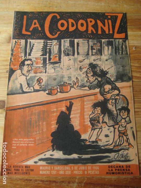 Coleccionismo de Revistas y Peri&oacute;dicos: REVISTA LA CODORNIZ N&ordm; 1281 - 5 JUNIO 1966 - PORTADA  - HUMOR - SALARIO MINIMO