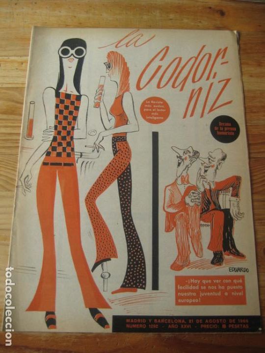 Coleccionismo de Revistas y Peri&oacute;dicos: REVISTA LA CODORNIZ N&ordm; 1291 - 21 AGOSTO 1966 - PORTADA EDUARDO - HUMOR - JUVENTUD