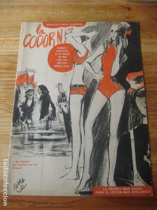 Coleccionismo de Revistas y Peri&oacute;dicos: REVISTA LA CODORNIZ N&ordm; 1293 - 28 AGOSTO 1966 - PORTADA MOA - HUMOR - VERANO
