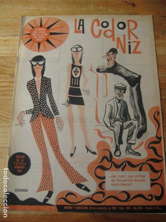 Coleccionismo de Revistas y Peri&oacute;dicos: REVISTA LA CODORNIZ N&ordm; 1305 - 20 NOVIEMBRE 1966 - PORTADA EDUARDO - HUMOR - PLAN DESARROLLO