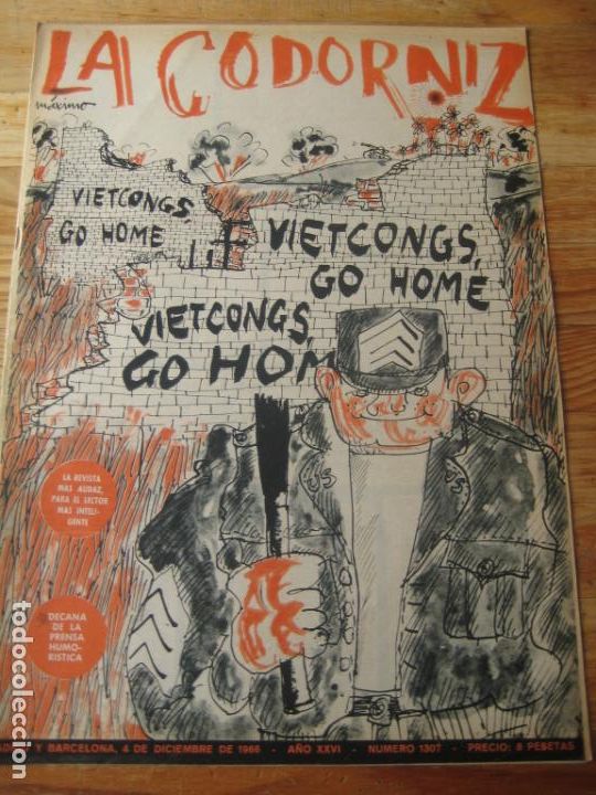 Coleccionismo de Revistas y Peri&oacute;dicos: REVISTA LA CODORNIZ N&ordm; 1307 - 4 DICIEMBRE 1966 - PORTADA MAXIMO - HUMOR - VIETNAM