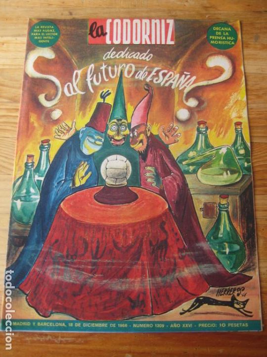 Coleccionismo de Revistas y Peri&oacute;dicos: REVISTA LA CODORNIZ N&ordm; 1309 - 18 DICIEMBRE 1966 - PORTADA HERREROS - HUMOR - EXTRA FUTURO ESPA&Ntilde;A
