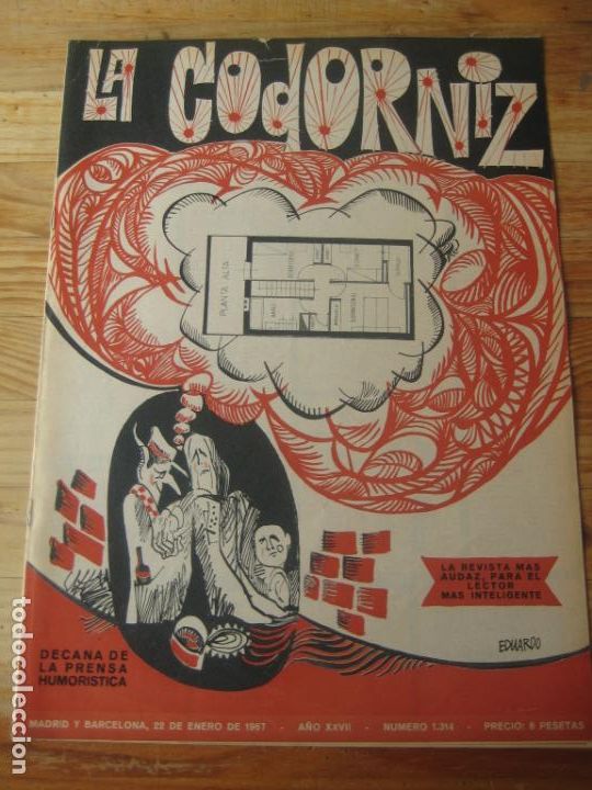Coleccionismo de Revistas y Peri&oacute;dicos: REVISTA LA CODORNIZ N&ordm; 1314 - 22 ENERO 1967 - PORTADA EDUARDO - HUMOR -