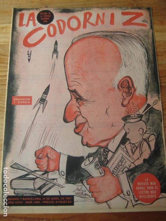 Coleccionismo de Revistas y Peri&oacute;dicos: REVISTA LA CODORNIZ N&ordm; 1326 - 16 ABRIL 1967 - PORTADA JULIO CEBRIAN - HUMOR -