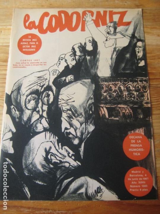 Coleccionismo de Revistas y Peri&oacute;dicos: REVISTA LA CODORNIZ N&ordm; 1333 - 4 JUNIO 1967 - PORTADA MUA - HUMOR - POLITICA CORTES