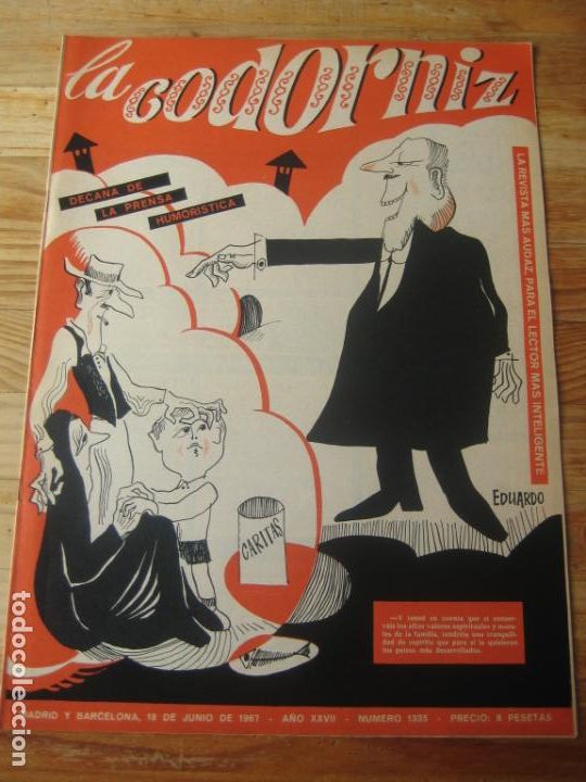 Coleccionismo de Revistas y Peri&oacute;dicos: REVISTA LA CODORNIZ N&ordm; 1335 - 18 JUNIO 1967 - PORTADA EDUARDO - HUMOR -