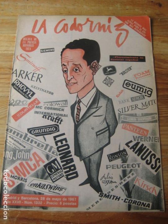 Coleccionismo de Revistas y Peri&oacute;dicos: REVISTA LA CODORNIZ N&ordm; 1332 - 28 MAYO 1967 - PORTADA JULIO CEBRIAN - HUMOR -