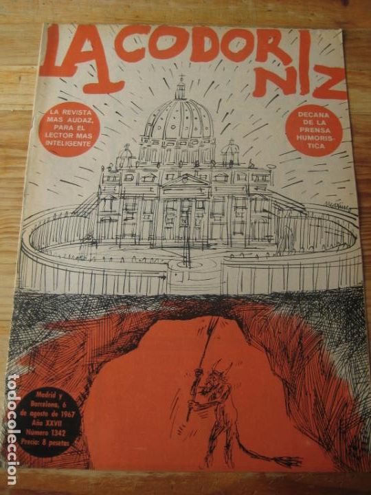 Coleccionismo de Revistas y Peri&oacute;dicos: REVISTA LA CODORNIZ N&ordm; 1342 - 6 AGOSTO 1967 - PORTADA MAXIMO - HUMOR -